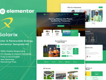 Solarix - Kit de modelos Elementor de Energia Solar e Renovável