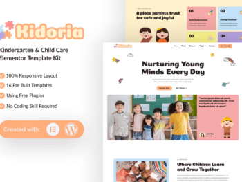 Kidoria - Kit de modelos Elementor para jardim de infância e cuidados infantis
