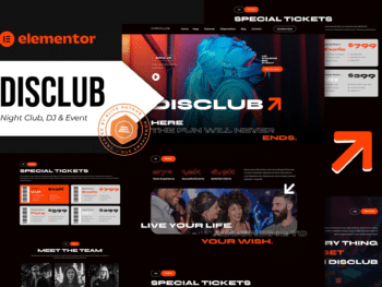 Disclub - Template Kit Elementor Pro para DJ e eventos de boate