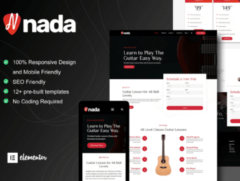 Nada - Kit de modelos Elementor para aulas e cursos de guitarra