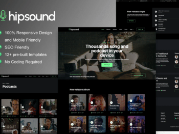 Hipsound - Kit de Templates Elementor de Streaming de Música e Podcast