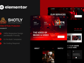 Shotly - Kit de Templates Elementor para Produção de Vídeo e Música