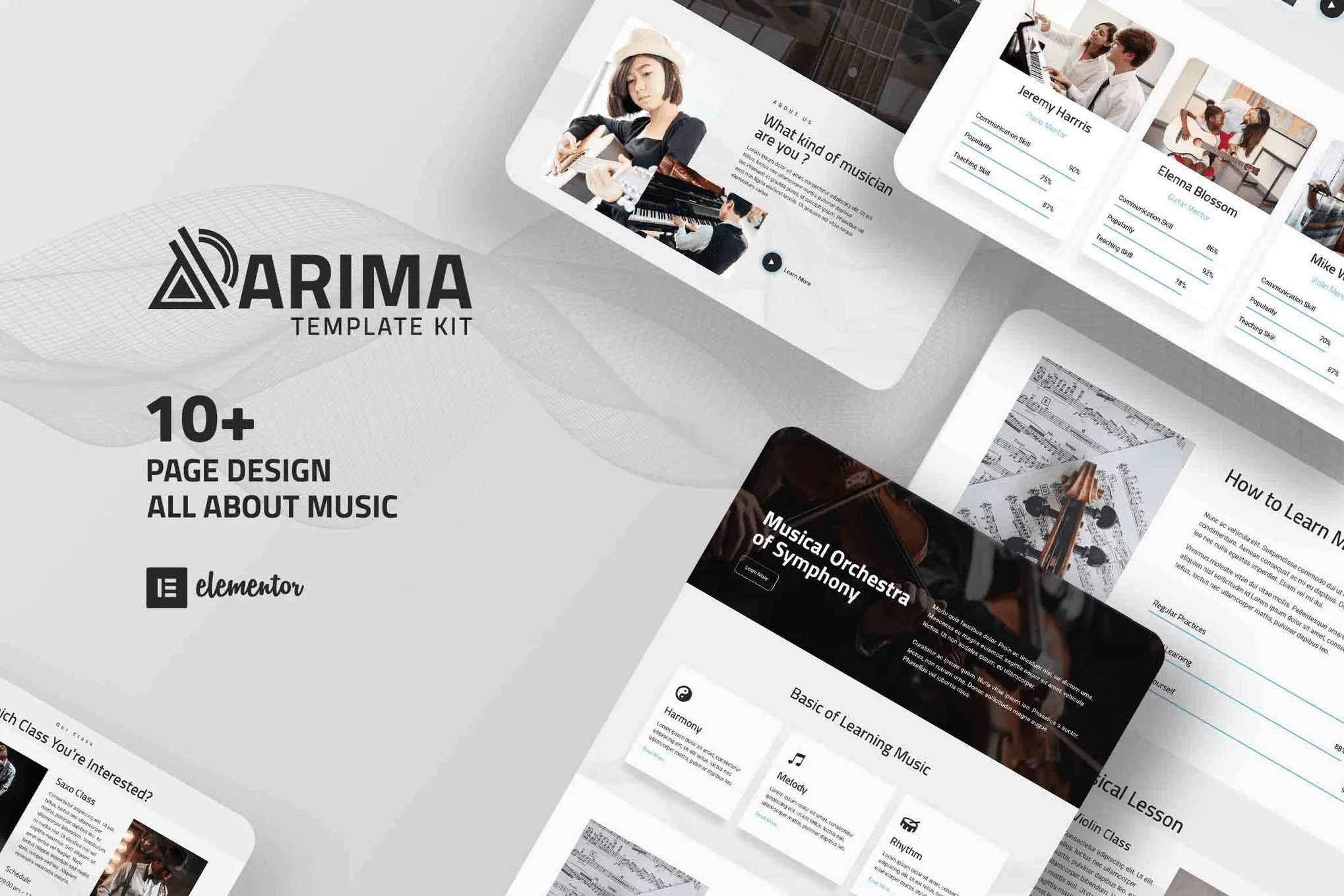 Arima - Kit de Templates Musical Symphony Elementor