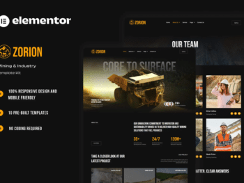 Zorion - Kit de modelos Elementor para mineração e indústria