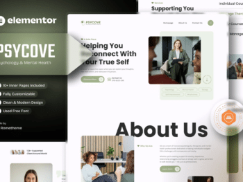 Psycove - Kit de Templates Elementor de Psicologia e Saúde Mental