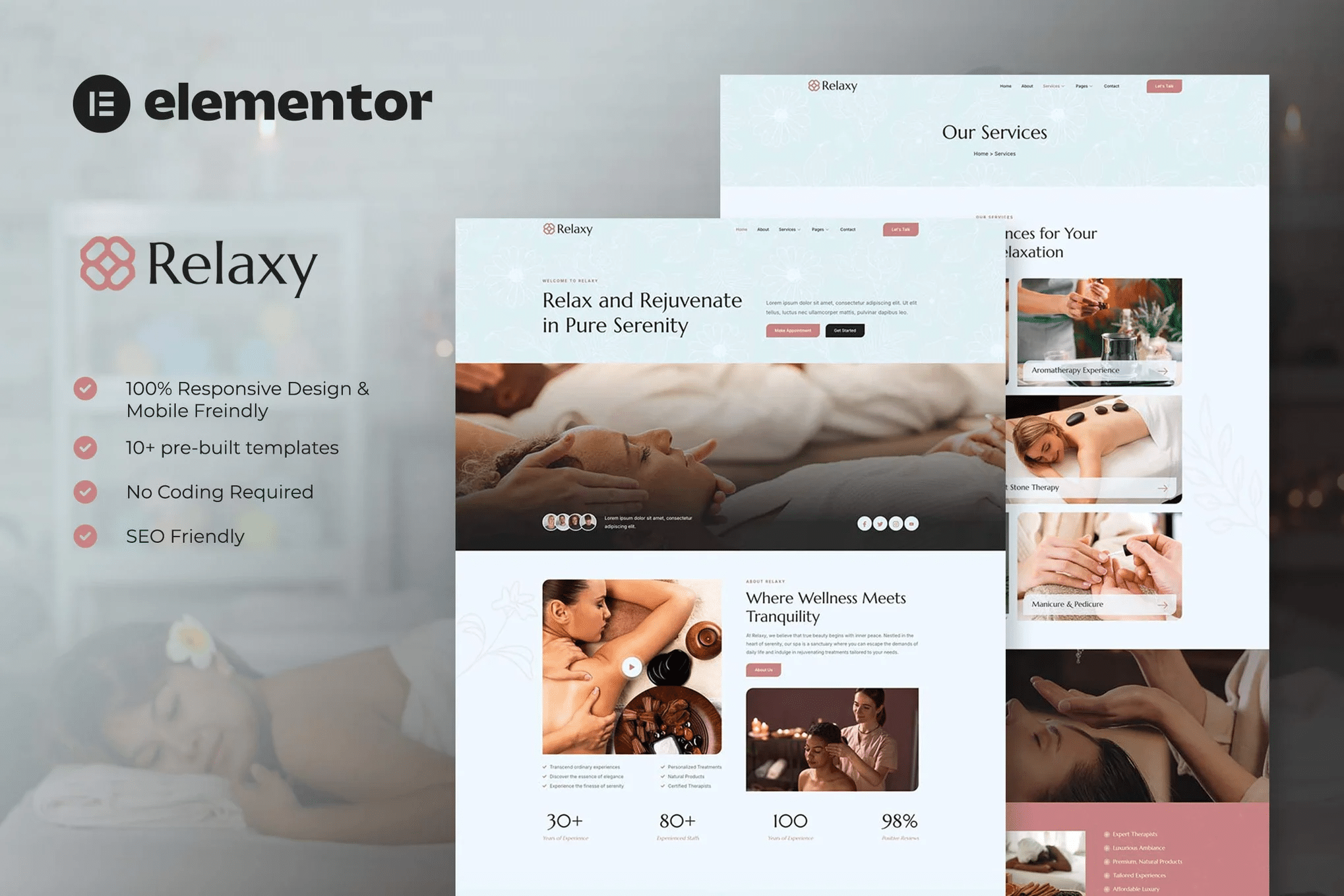 Relaxy - Kit de Templates Elementor para Spa e Bem-Estar