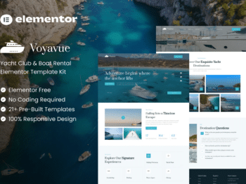 Voyavue - Kit de modelos Elementor para clube de iates e aluguel de barcos