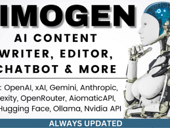 Aimogen Pro - Kit de ferramentas completo para criação, edição, criação de chatbots e automação de conteúdo com IA.