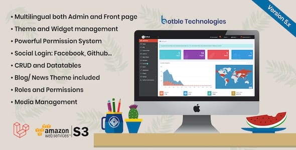 Botble – CMS Laravel, gerador CRUD, sistema modular e de temas, permissões por função, blog multilíngue