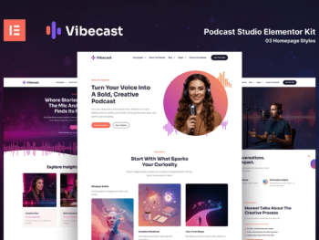 Vibecast - Kit de modelos Elementor Pro do Podcast Studio