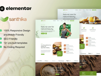 Santhika - Kit de modelos Elementor para Ayurveda e Cuidados de Beleza Natural