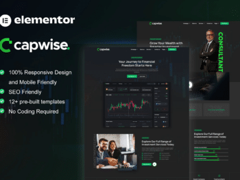 CapWise - Kit de modelos Elementor Pro de negociação e investimento
