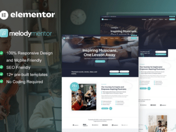 MelodyMentor - Kit de Templates Elementor para escolas e cursos de música