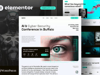 Nexi - Kit de modelos Elementor Pro para conferências de eventos de IA e segurança cibernética