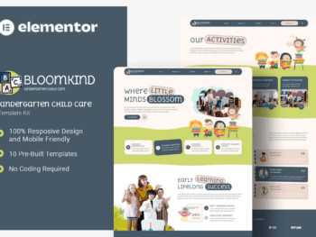 Bloomkind - Kit de modelos Elementor para cuidados infantis para o jardim de infância