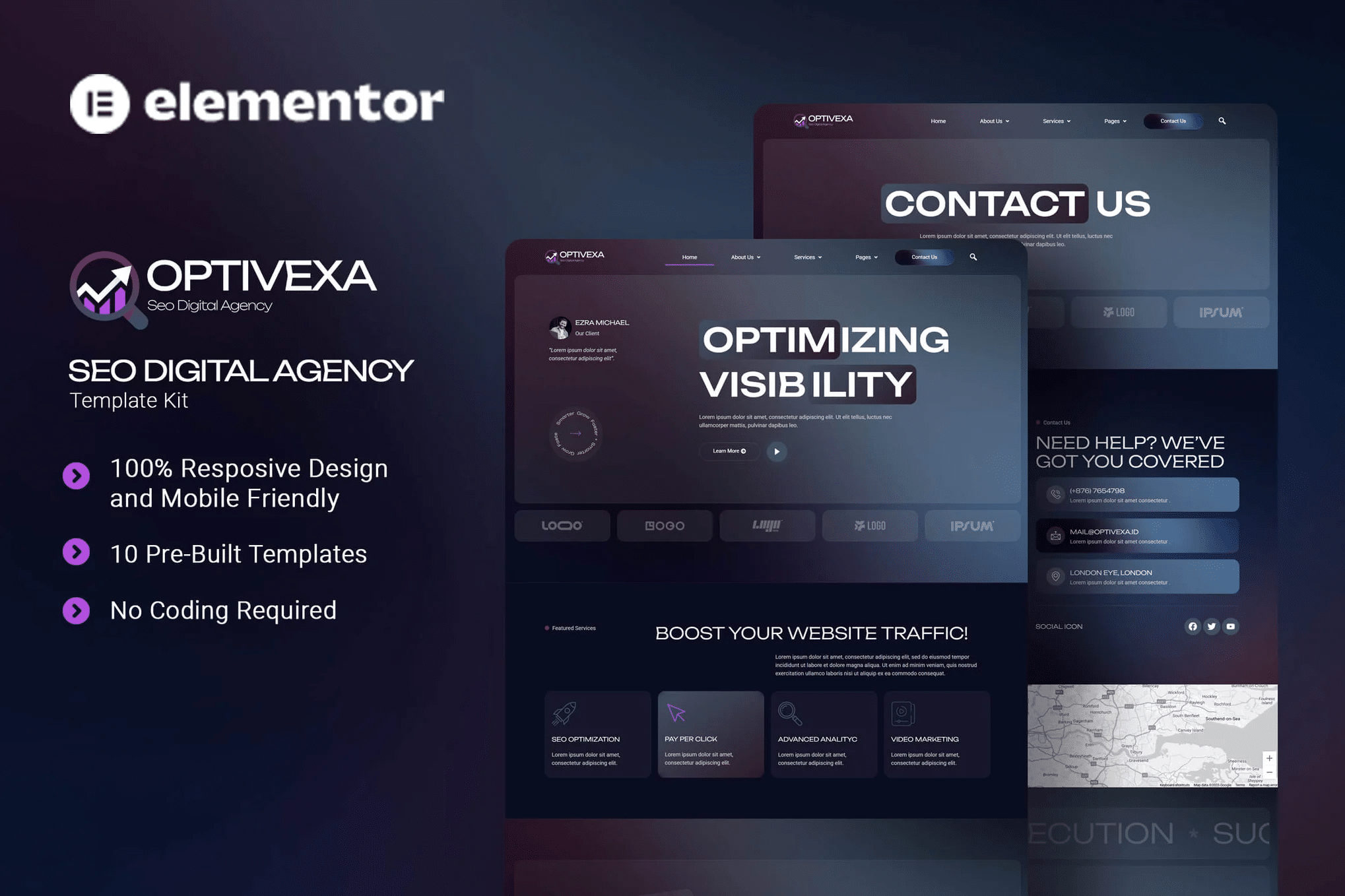 Optivexa – Kit de Templates Elementor para Agência Digital de SEO