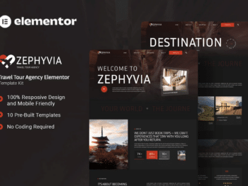 Zephyvia - Kit de Modelos Elementor para Agência de Turismo de Viagens