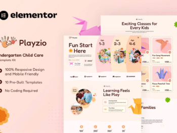 Playzio - Kit de modelos Elementor para cuidados infantis para o jardim de infância