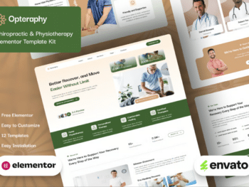 Opterapia - Kit de modelos Elementor de Quiropraxia e Fisioterapia