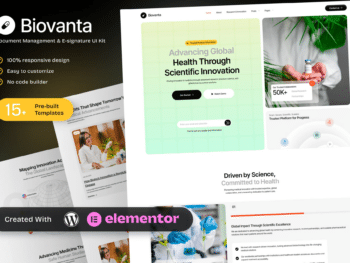 Biovanta — Kit de modelos Elementor para a indústria farmacêutica e de biotecnologia
