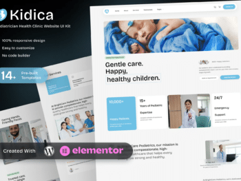 Kidica — Kit de modelos Elementor para clínicas de saúde e pediatras para serviços de cuidados infantis