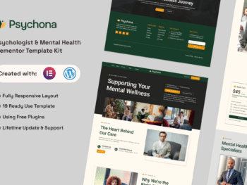 Psychona - Kit de Templates Elementor para psicólogos e saúde mental