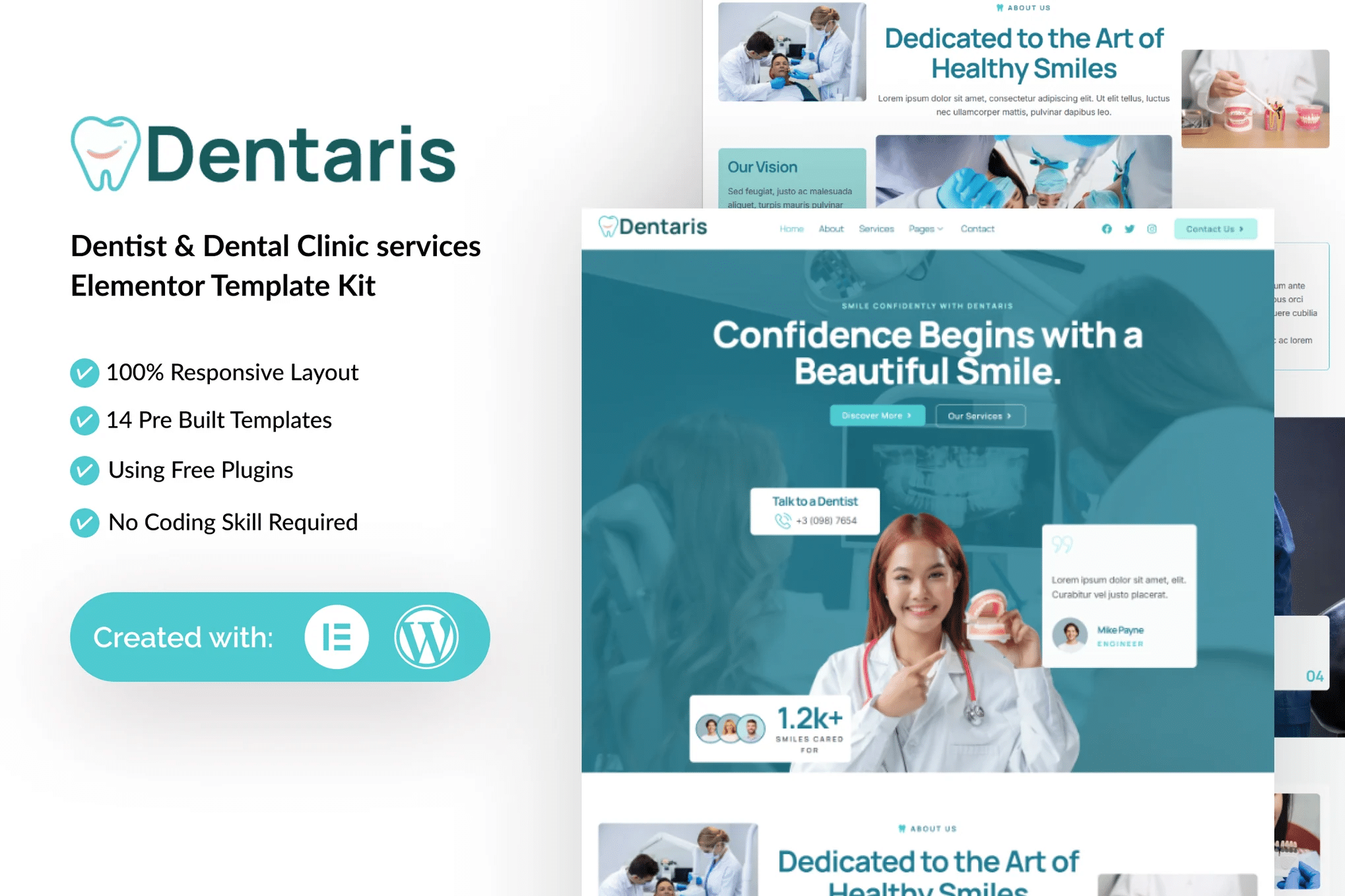 Dentaris – Kit de Modelos Elementor de Serviços de Clínica Dentária e Odontológica