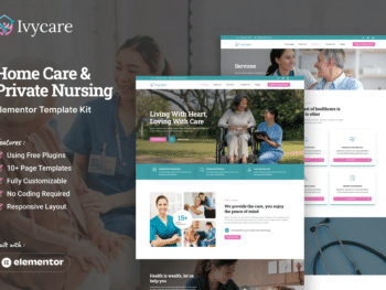 Ivycare - Kit de modelos Elementor para cuidados domiciliares e serviços privados de enfermagem