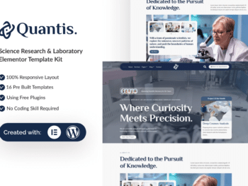 Quantis - Kit de Templates Elementor para Pesquisa Científica e Laboratório