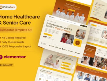 PelitaCare - Kit de modelos Elementor Pro para saúde domiciliar e cuidados com idosos