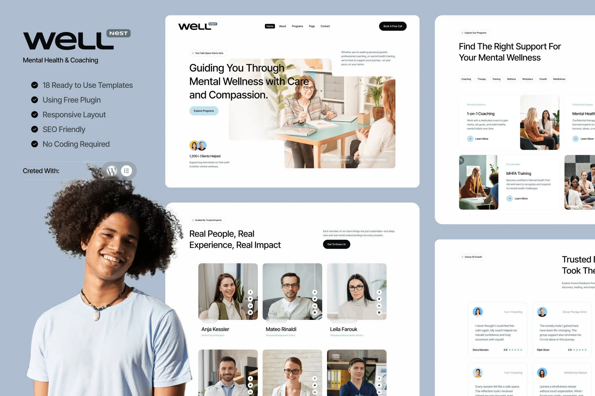 Well — Kit de Templates Elementor de Saúde Mental e Coaching