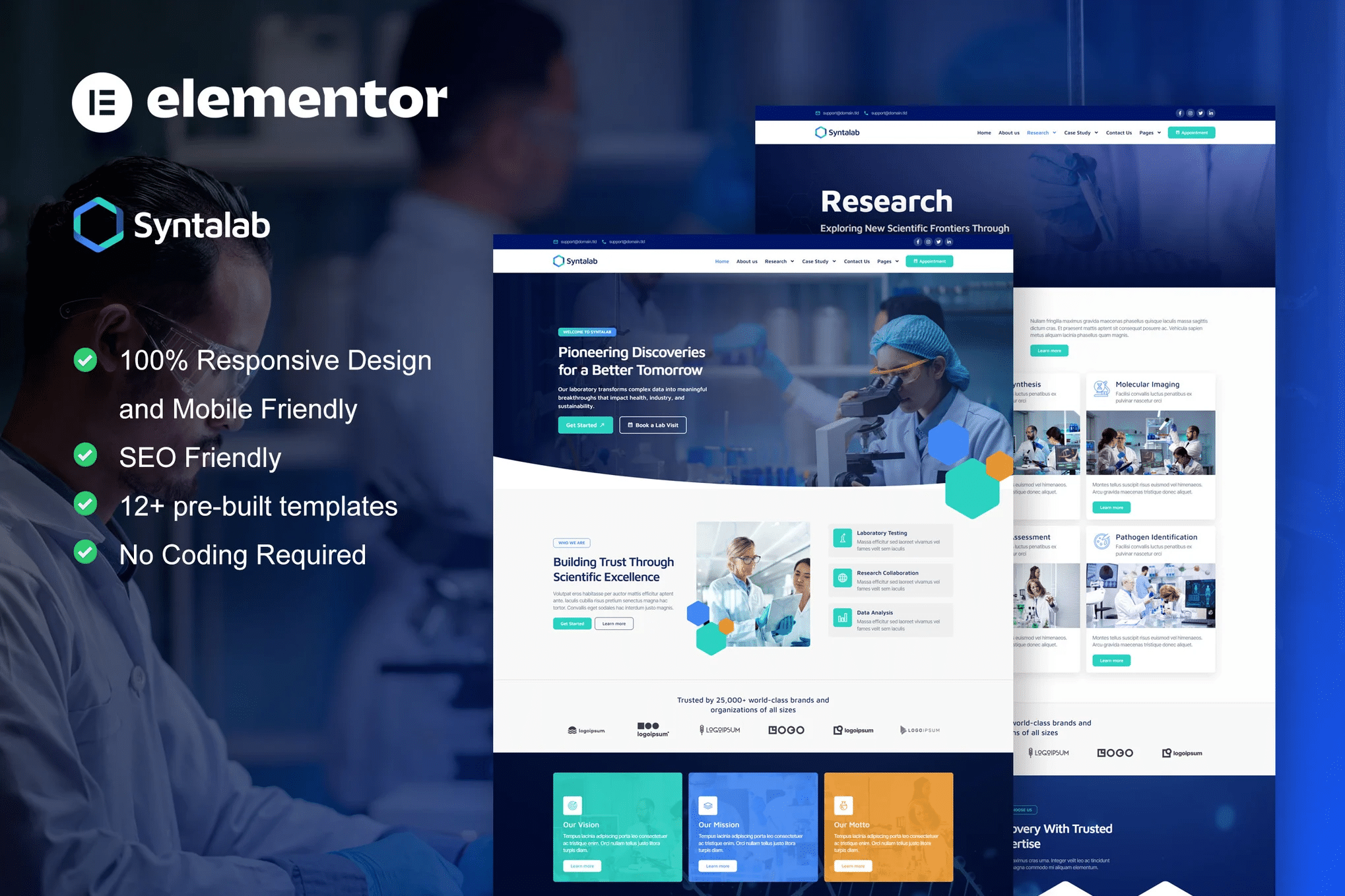 SyntaLab – Kit de Templates Elementor para Pesquisa Científica e Laboratório