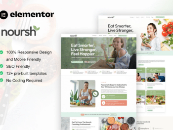 Noursh - Kit de Templates Elementor Pro para Alimentação e Nutrição Saudáveis