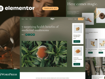 Myco - Kit de modelos Elementor para loja de cogumelos e adaptógenos medicinais