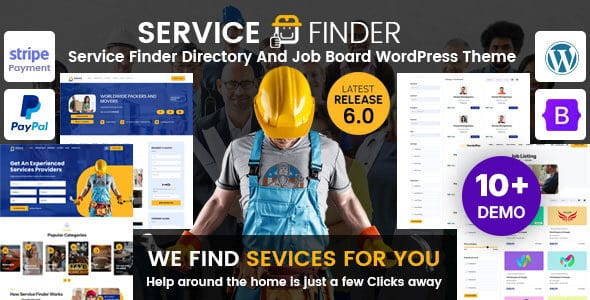 Service Finder - Tema WordPress para Diretório e Quadro de Empregos