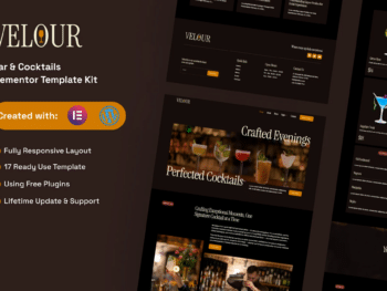 Velour - Kit de Templates Elementor para bares e coquetéis