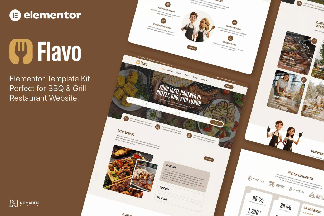 Flavo - Kit de Templates Elementor para churrasco e churrasqueira