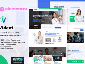 Vident - Kit de modelos Elementor para dentistas e cuidados dentários
