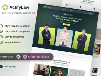 ActifyLaw - Kit de Modelos de Elementor Corporativo do escritório de advocacia ActifyLaw Firm para serviços jurídicos, advogados e direito comercial