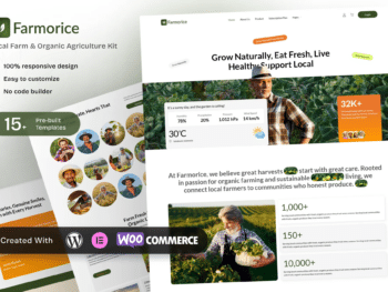 Farmorice - Kit de modelos Elementor de agricultura agrícola e orgânica local para produtos ecológicos