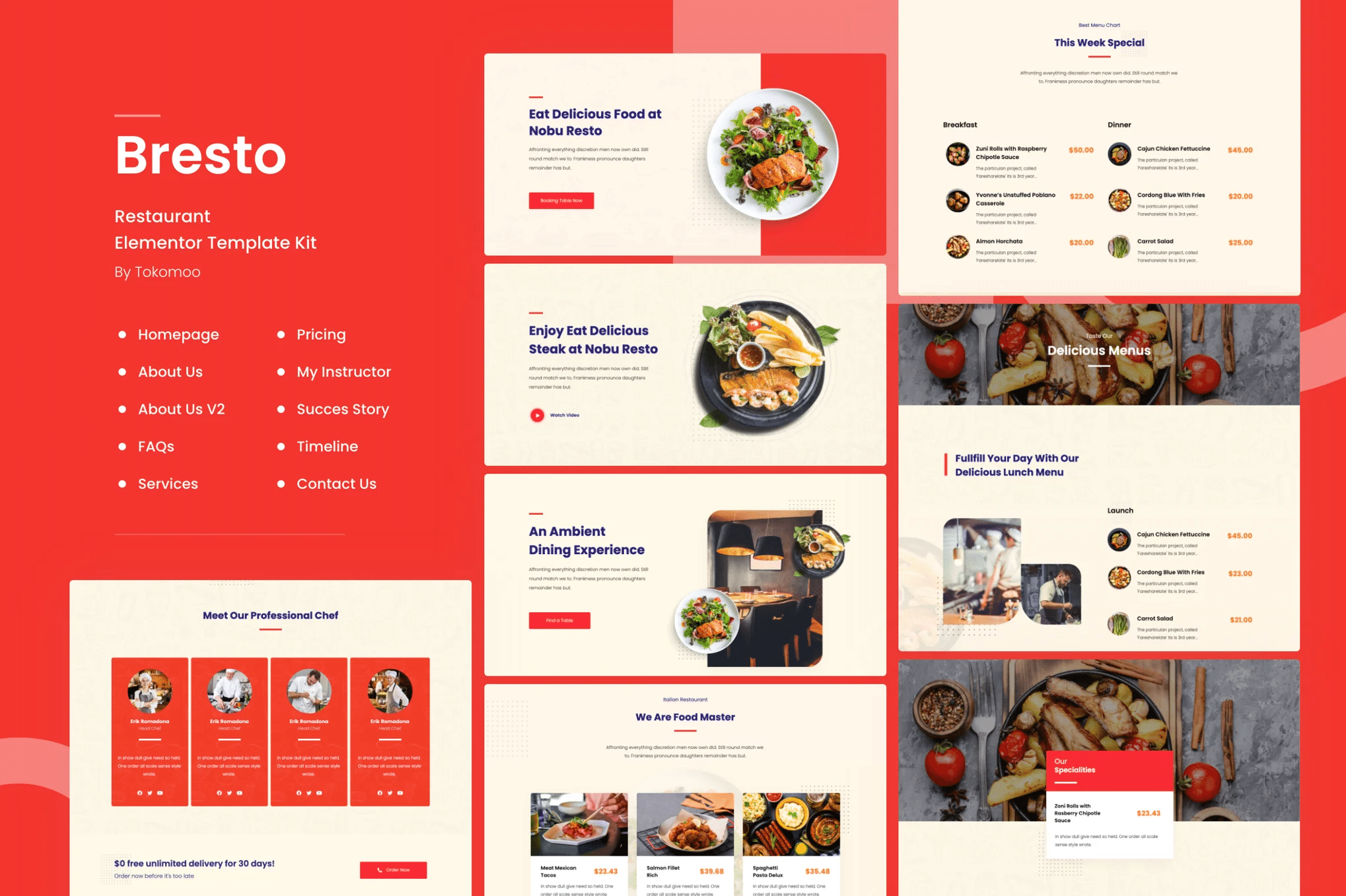Bresto – Kit de modelos Food Elementor para restaurantes e cafés