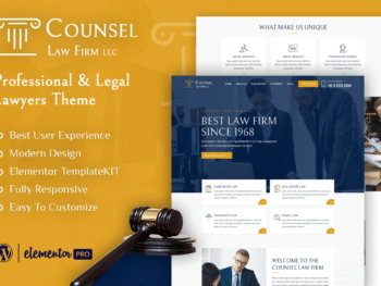 Counsel Law Firm Modelo-Template Kit Elementor para escritório de advocacia