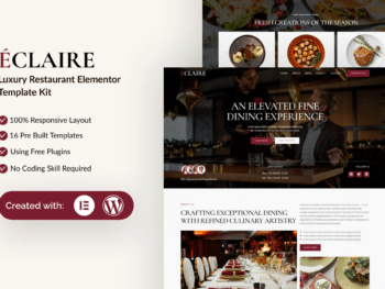 Eclaire - Kit de Templates Elementor para restaurantes de luxo