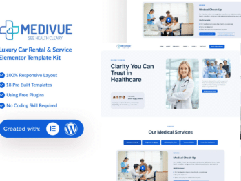 Medivue - Kit de modelos Elementor de serviços médicos e de saúde