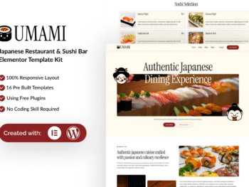 Umami - Kit de Templates Elementor para restaurante japonês e sushi bar