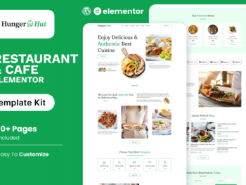HungerHut - Kit de Templates Elementor para restaurantes e cafés