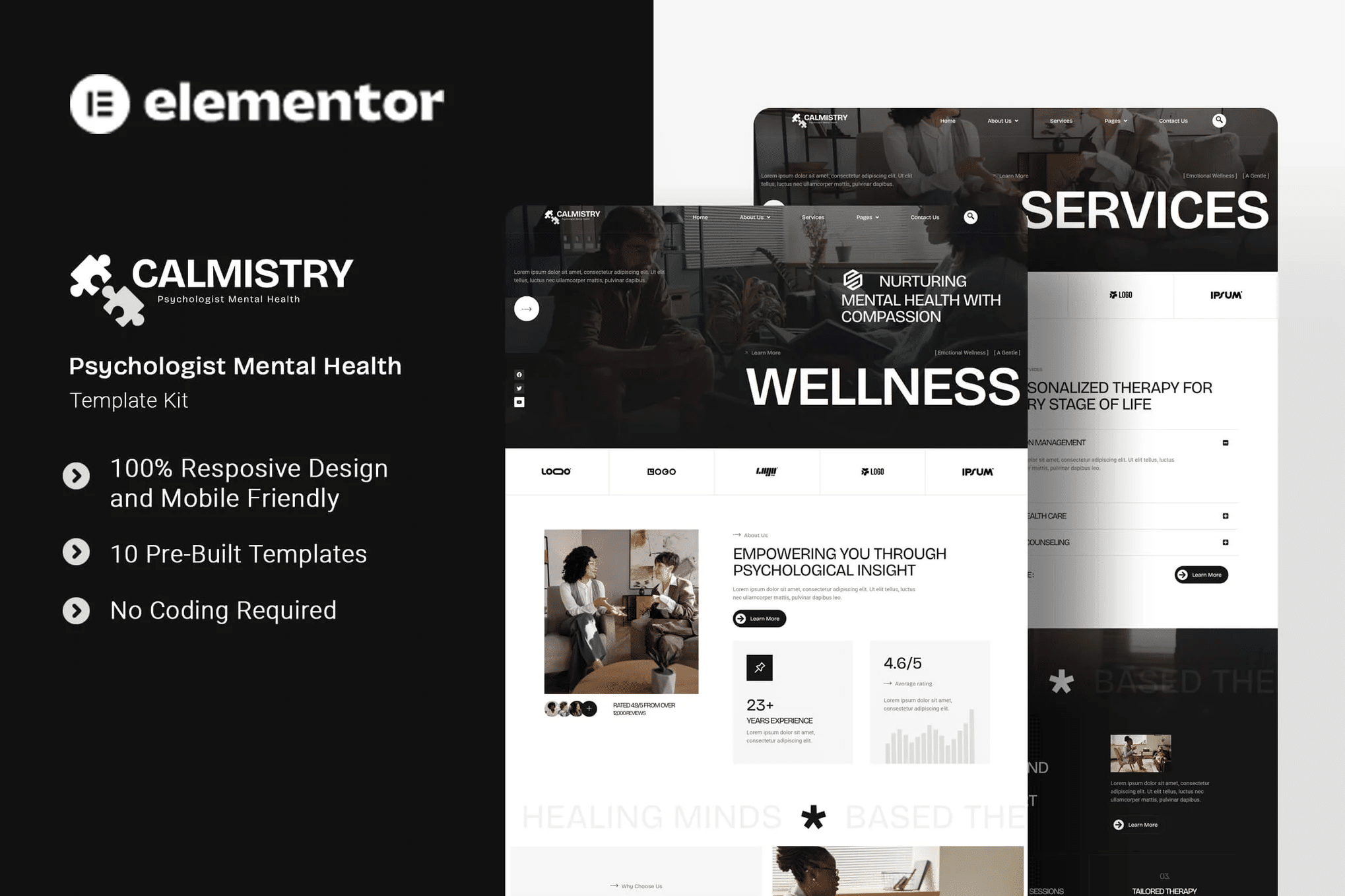 Calmistry – Kit de Templates Elementor para psicólogos de saúde mental