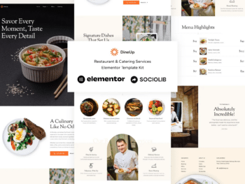 DineUp - Kit de modelos Elementor para restaurantes e serviços de catering
