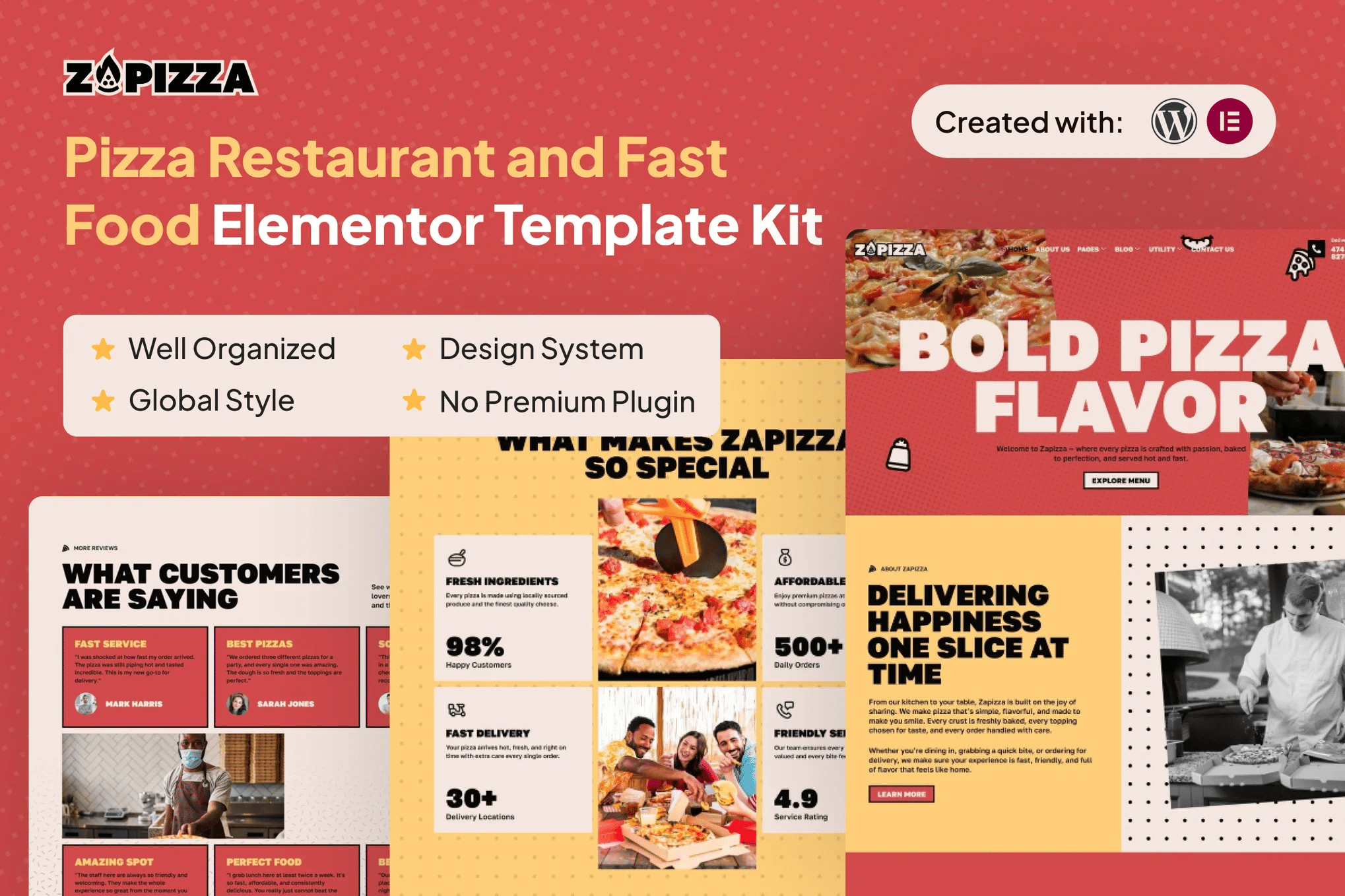 Zapizza - Kit de Templates Elementor para Pizzaria e Fast Food