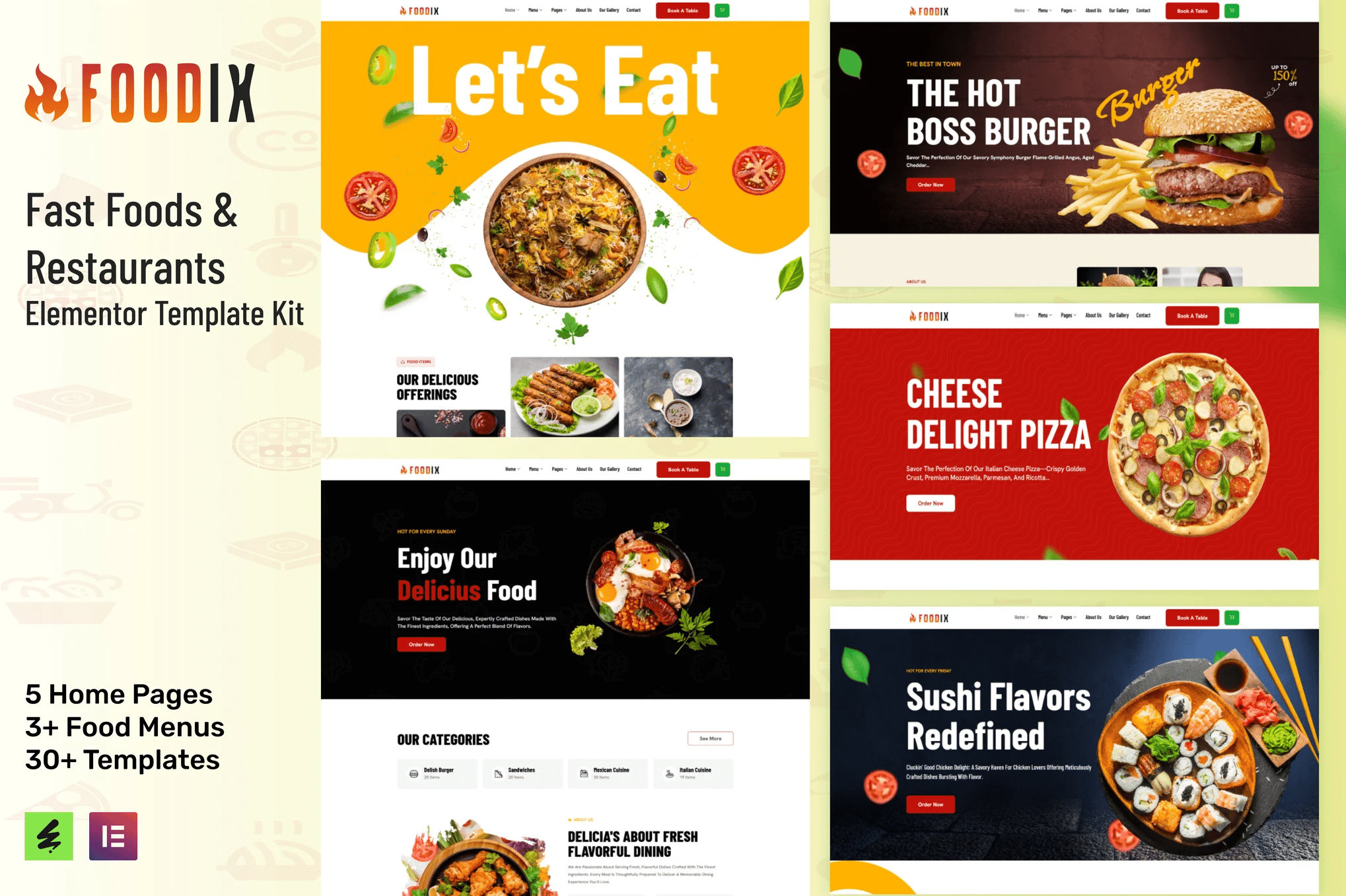 Foodix - Kit de Templates Elementor para restaurantes e comidas rápidas